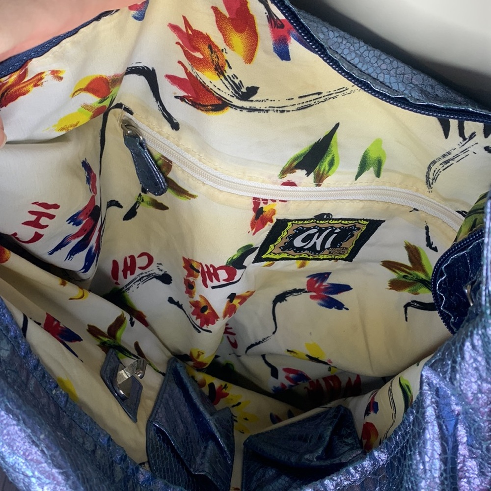 Chi by Falchi Blue Metallic Tote Bag - Picture 9 of 15
